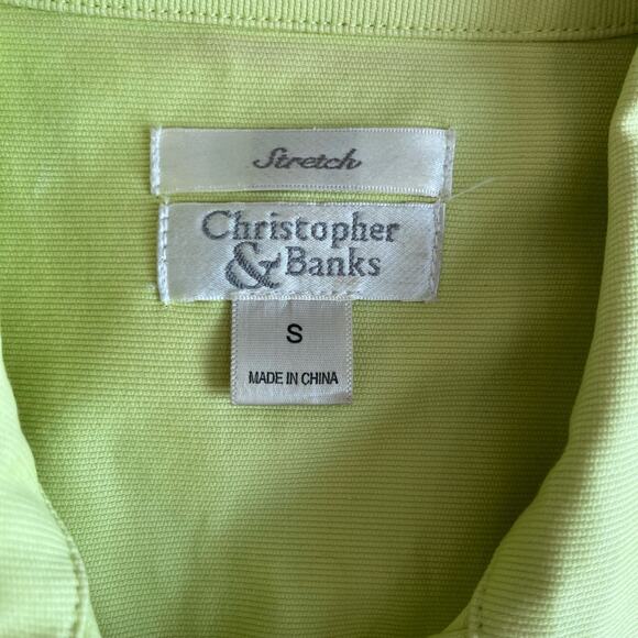 Christopher & Banks Jacket Womens Small Lime Green Cotton Stretch Peplum Buttons - Picture 7 of 9